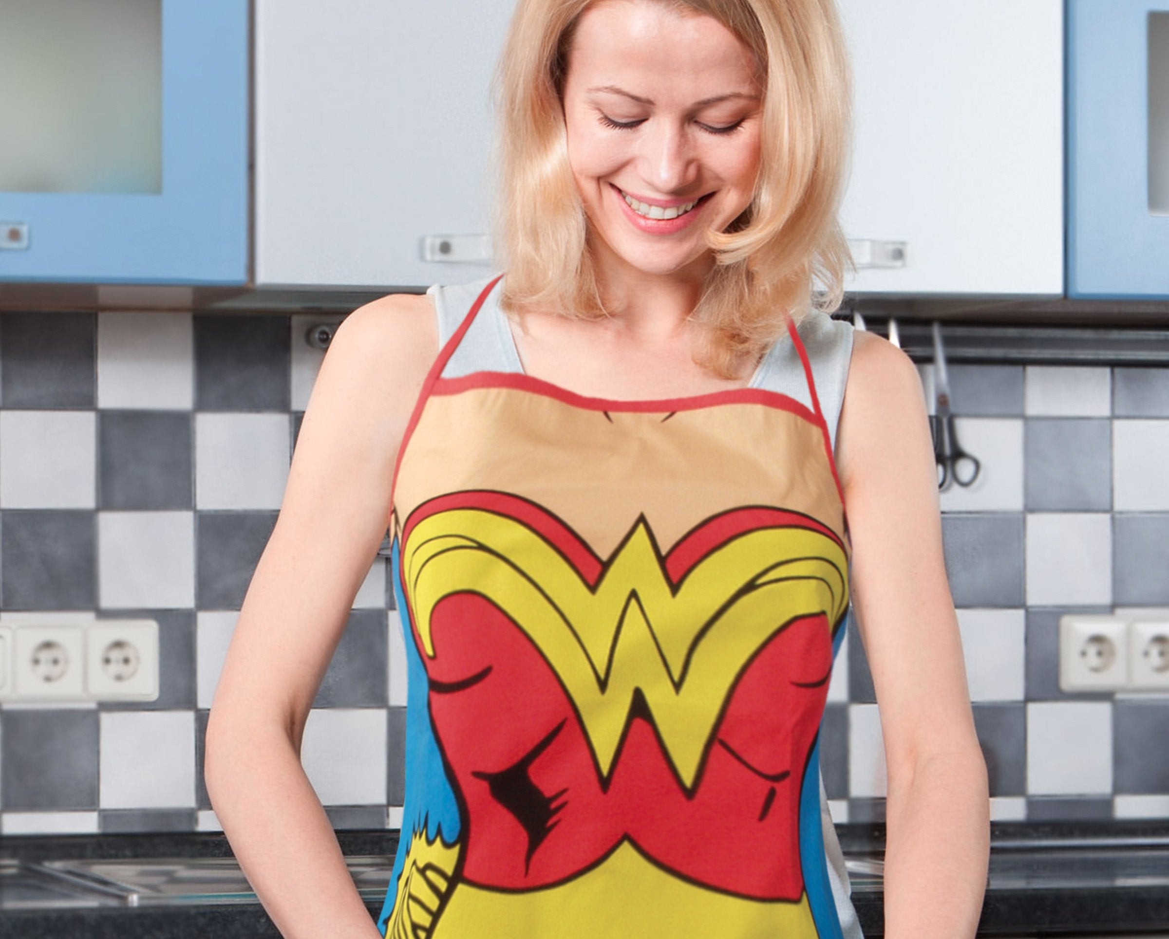 Spoontiques - Cotton Apron - 100% Cotton Cooking Apron With Tie Back And Pocket - One Size Fits Most - Machine Washable